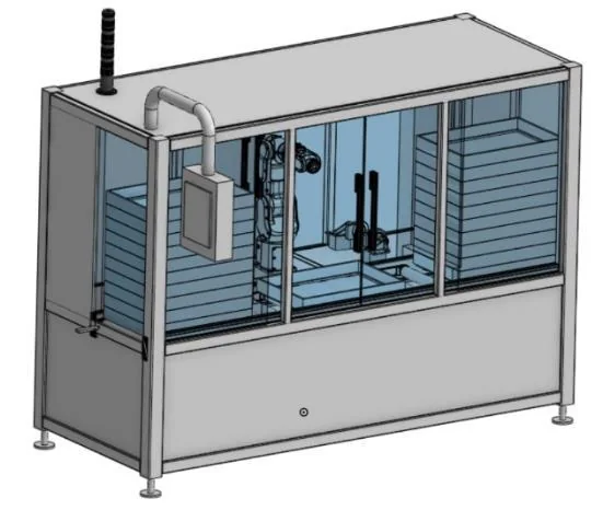 CAD model of an enclosed assembled-unit inspection cell